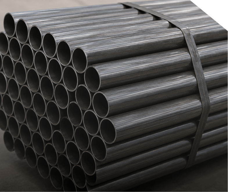 A stacked bundle of cold-drawn CEW precision steel tubes.
