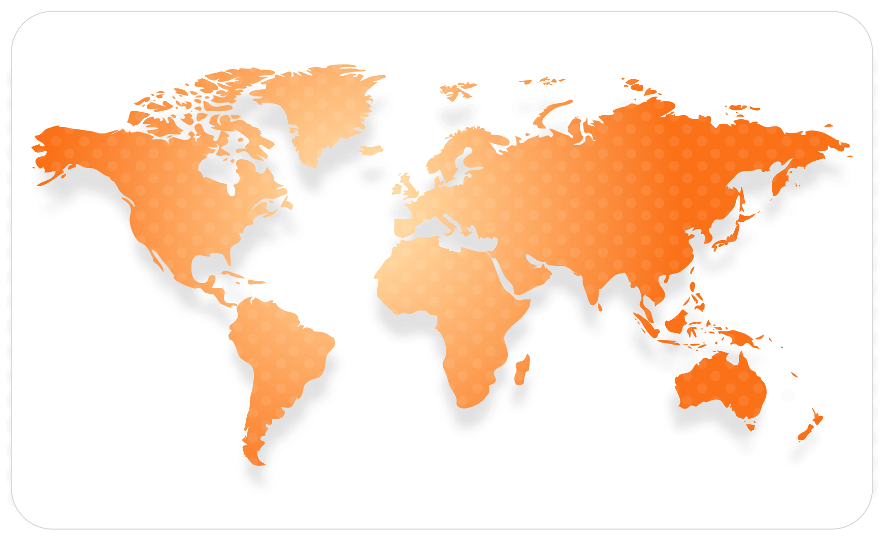 World map with the regions Meta Engitech supplies picked out in orange.