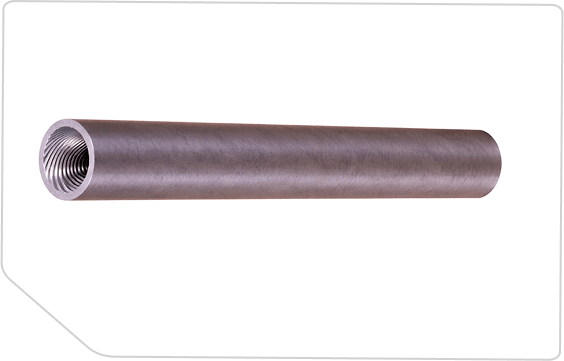 A threaded precision steel tube end.